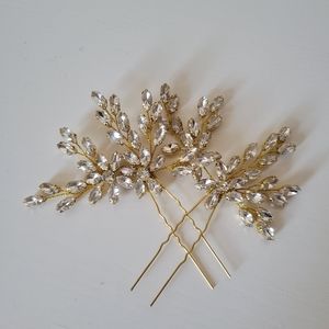 Gold Rhinestone headpiece pins